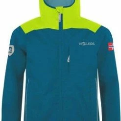 Trollkids Bergen Regnjakke, Petrol/Lime