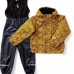 Virvel Skur Fôret Regnsett, Gul